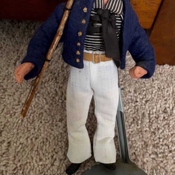 Vintage Folk Art Hobo Figurine Hard Face, Lower Legs, Shoes‎ & Hands 9” on Stand - Picture 3 of 11